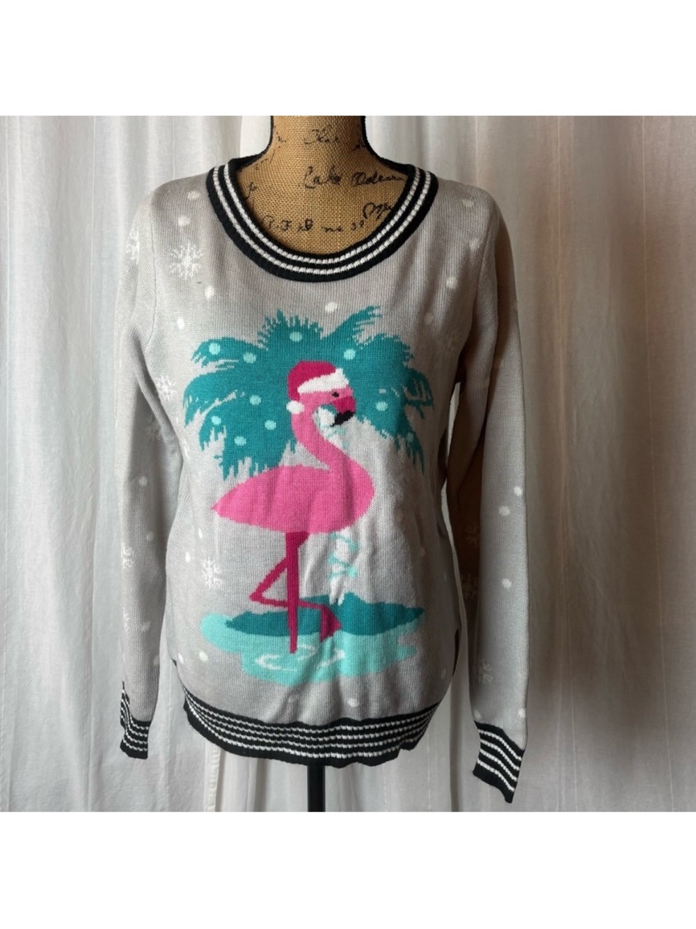 Tipsy Elves Holiday Flamingo Sweater with Pink Accents Size Medium